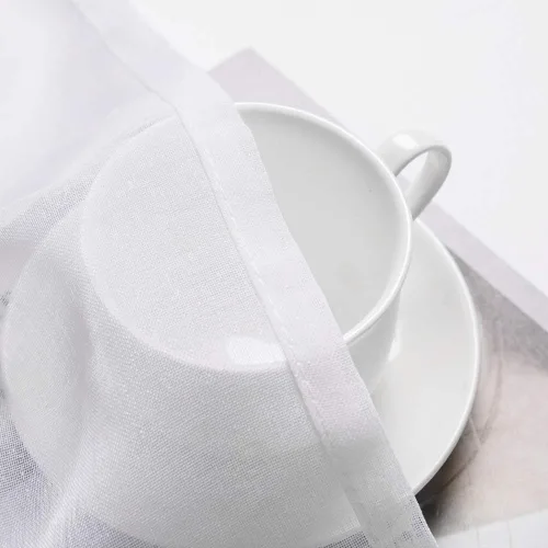 Vista 5 de MIULEE Cortina Transparente de Cocina Blanca Sólida con Cenefa de Aspecto de Lino para Ventana, Cenefa de Gasa Transparente para Ventanas de Sala