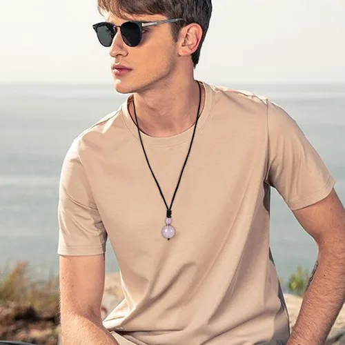 Vista 5 de Collares de cristal para mujeres y hombres, ojo de tigre, amatista y obsidiana, collar redondo para protección, cristales y piedras curativas