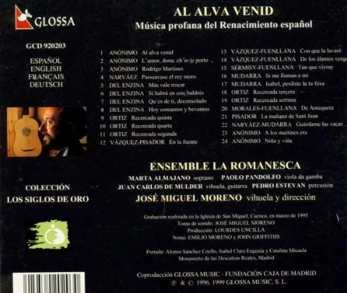 Vista 2 de Al Alva Venid Música profana del Renacimiento español