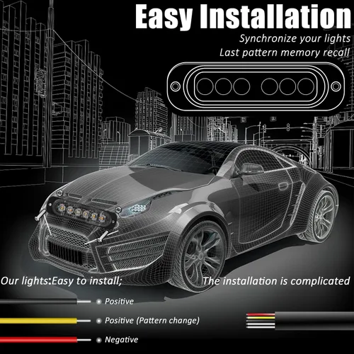 Vista 5 de XT Auto - Luz estroboscópica de advertencia (6 luces LED)