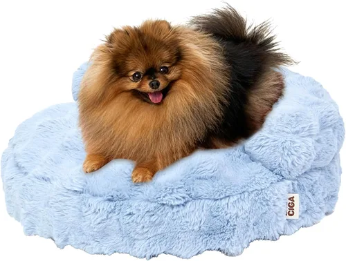 Vista 24 de EHEYCIGA Sofá cama suave para gatos de interior, cama extra pequeña esponjosa para perros con funda extraíble lavable, sofá para mascotas, Camello