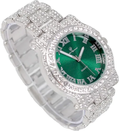 Vista 59 de Charles Raymond Bling-ed Out Ultimate Hip Hop Royalty Reloj para hombre con número romano de fácil lectura o indicadores de tiempo de diamantes