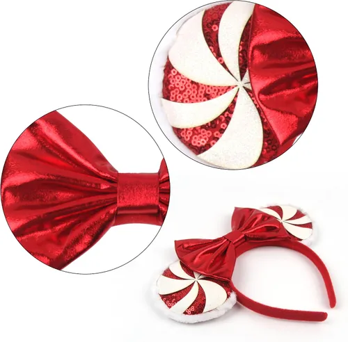 Vista 8 de Diadema de Navidad, orejas de ratón, decoraciones navideñas, sombreros de Navidad