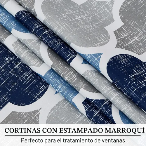 Vista 4 de Beauoop Cortinas marroquíes 100% opacas dormitorio azul gris 50x45 2 Marroquí Azul Gris