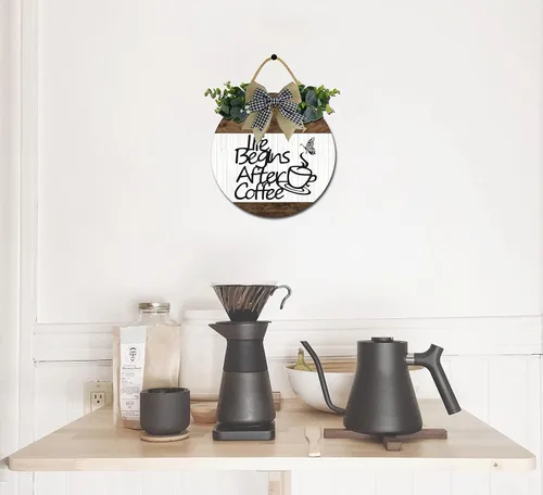 Vista 3 de Letrero decorativo de barra de café con texto en inglés «All You Need is Love» para decoración de pared de casa de campo, redondo, retro, rústico