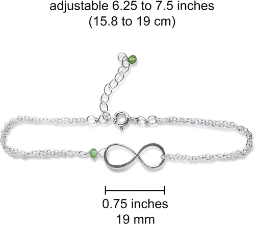 Vista 34 de Pulsera con dije de infinito con piedra natal, joyería hecha a mano, regalo para ella
