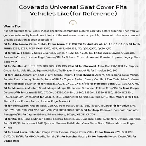 Vista 8 de Coverado Funda de asiento de automóvil, funda de asiento delantero para automóvil, protector de asiento de automóvil de cuero impermeable, fundas