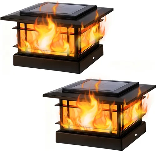 Vista 23 de Dynaming Luces solares de 4 x 4 para exteriores con 2 modos de color, luces solares para poste de valla, carcasa negra para postes de vinilo/madera