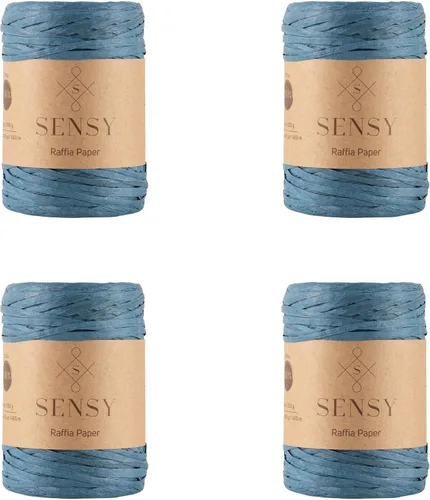 Vista 18 de Sensy Premium - Papel de rafia (438 yardas), cinta de papel (azul)