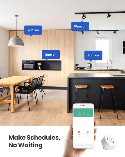 Vista 4 de Zoiinet Interruptor de enchufe inteligente, interruptor de tiempo para tomacorriente WiFi de 2.4G, compatible con Alexa, Google Home, Smart Life