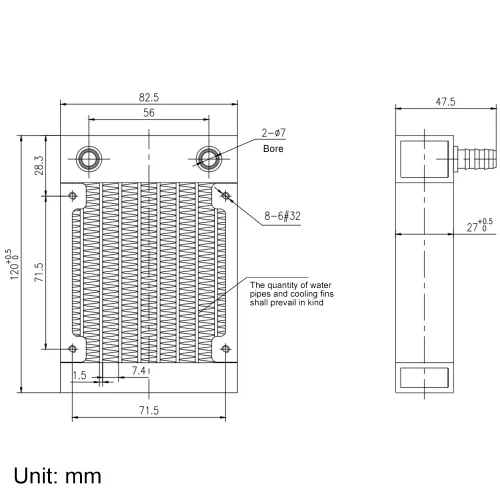 Vista 3 de Clyxgs Radiador de refrigeración por agua, radiador intercambiador de calor de aluminio de 8 tubos con ventilador para PC CPU, computadora, sistema