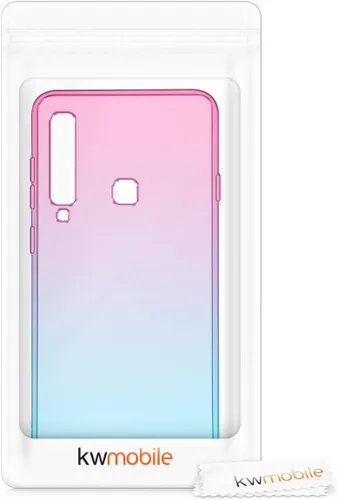 Vista 7 de kwmobile Funda compatible con Samsung Galaxy A9 (2018) - Funda transparente degradado para teléfono - Bicolor rosa oscuro/azul/transparente