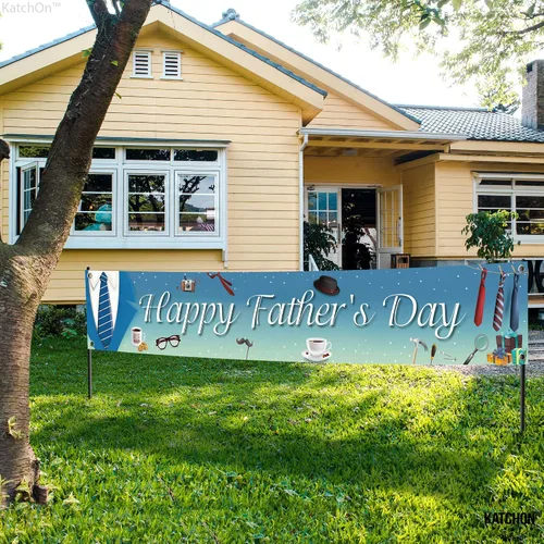 Vista 8 de KatchOn, Cartel de feliz día del padre – XL, 120 x 20 pulgadas Cartel del Día del Padre para decoración del día del padre para fiesta Telón