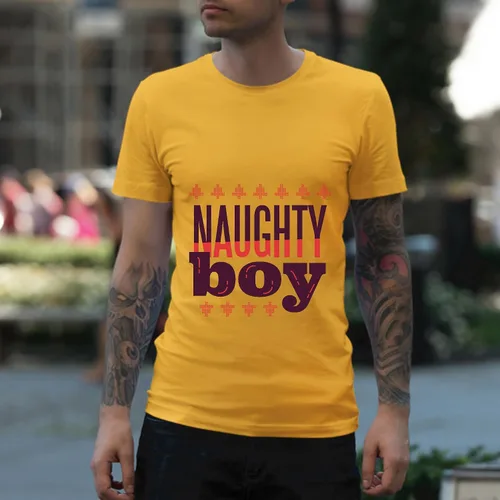 Vista 2 de Christmas Gift for Naughty Boys Lettering in Red and Purple Kids Men Women White Gray T shirt