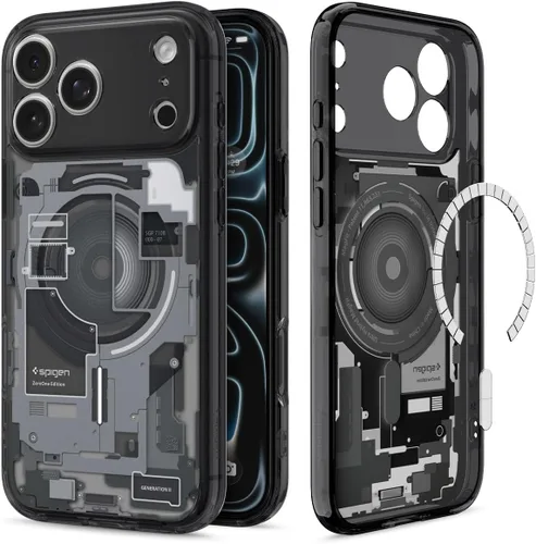 Vista 7 de Spigen Ultra Hybrid MagFit Impresión Digital Directa - Funda para iPhone 16 Pro [Diseño Personalizado][Compatible con Magsafe] - Analógica DDP