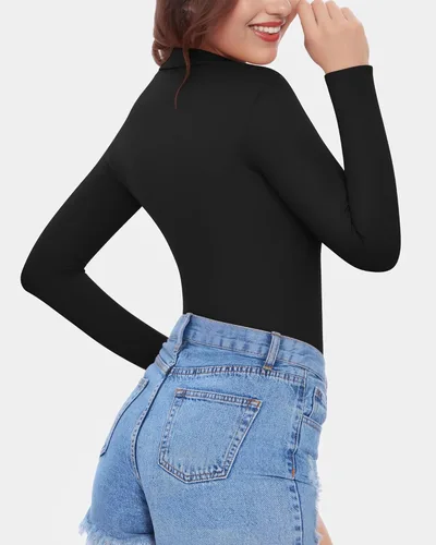 Vista 2 de MANGOPOP Women's Mock Turtle Neck Fleece Lined Long Sleeve Thermal Underwear T Shirt Tops Tee