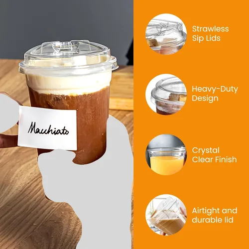 Vista 3 de Vasos de plástico transparente de 32 oz gruesos con tapas y pajitas, reutilizables, desechables vasos para café helado para batidos, cerveza