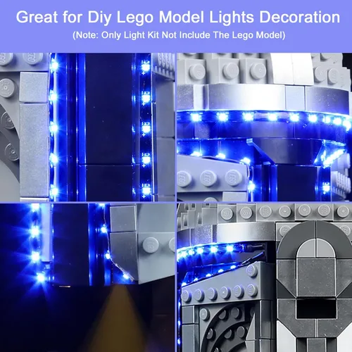 Vista 3 de Kit de luces mejorado compatible con Lego El casco de Mandalorian 75328, kit de modelo ensamblable, decoración de luces compatible con Lego 75328
