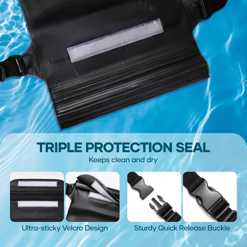 Vista 4 de Bolsa impermeable para playa, bolsa impermeable para teléfono y pasaporte, riñoneras para mujeres, bolsas secas flotantes para cruceros, viajes