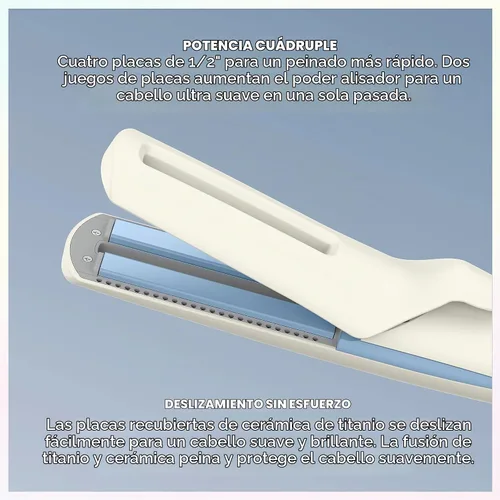 Vista 2 de INFINITIPRO BY Conair QuadAir - Plancha plana para alisar el cabello, control de daños con alisado de una sola pasada, Quad Power es cuatro placas
