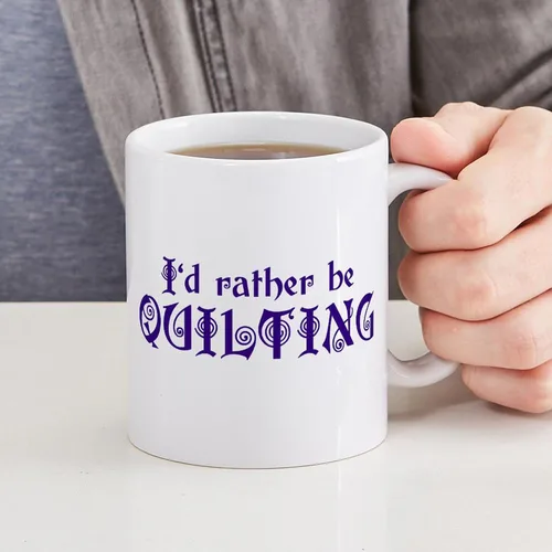 Vista 6 de CafePress I'd Rather Be Quilting Mug Taza de café de cerámica de 11 oz (11.0 fl oz)