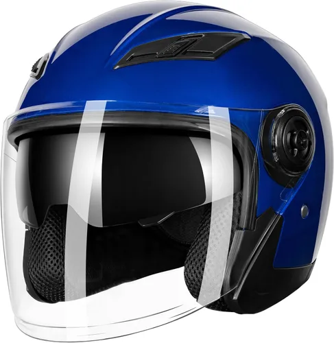 Vista 7 de Casco de motocicleta abierto para adultos 3/4, con doble visera, para moto, scooter, ebike, ciclomotor, para hombres y mujeres, aprobado por el DOT
