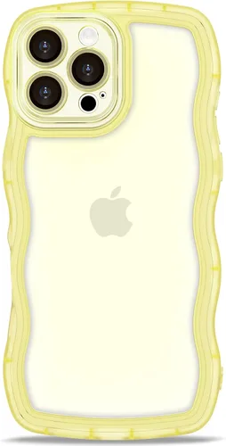 Vista 11 de Anuck Funda para iPhone 13 Pro con borde ondulado, diseño trasero transparente, agarre antideslizante, forma de marco rizado ondulado, a prueba