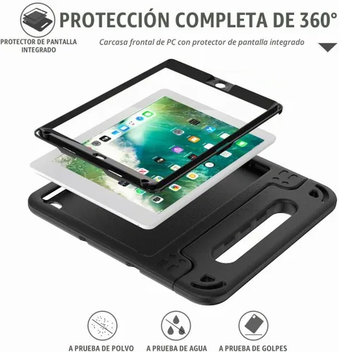 Vista 5 de AVAWO funda para iPad 9.7" 2017, para niños., Negro