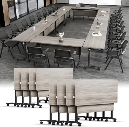 Vista 40 de Mesa de conferencias plegable, mesa de sala de conferencias con ruedas, mesa de conferencias plegable modular, mesas de reuniones de entrenamiento