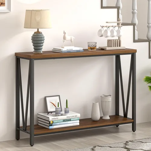 Vista 12 de Mesa consola para entrada, moderna mesa de sofá detrás del sofá, mesa de entrada estrecha para pasillo, sala de estar (industrial, gris oscuro)