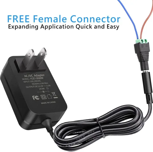 Vista 9 de Adaptador de corriente DC12 V 2A, SANSUN transformadores de AC100-240 V a DC12 V, fuente de poder de conmutación para tiras de luces LED de 12 V