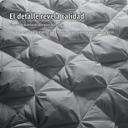 Vista 4 de puredown® Edredón de plumón de ganso gris tamaño individual 800 poder de relleno, 100% algodón para todas las estaciones, relleno de edredón