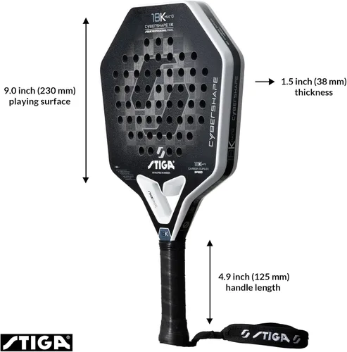 Vista 2 de STIGA Raqueta de pádel 18K Hard Cybershape de fibra de carbono, hoja de pádel defensiva para jugadores controlados de alta velocidad avanzados