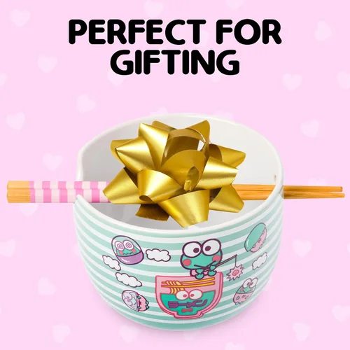 Vista 41 de Silver Buffalo Hello Kitty y sus amigos Chococat - Tazón de cerámica para ramen y arroz con palillos, patrón a cuadros, apto para microondas, 20