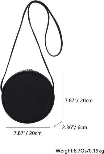 Vista 2 de Bolso cruzado circular para mujer, bolso circular de nailon con cremallera, correas de hombro ajustables con nudo