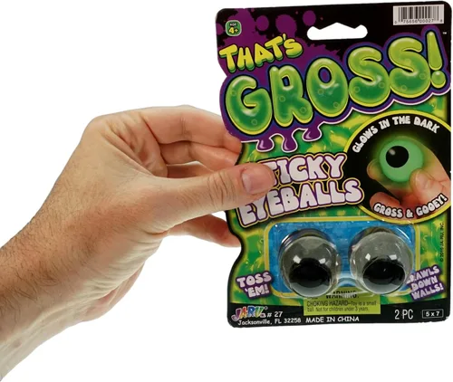 Vista 7 de JA-RU Sticky Eyeballs - Escaladores que brillan en la oscuridad (1 paquete de 2) – Juguete blando luminoso para decoración de Halloween y recuerdos