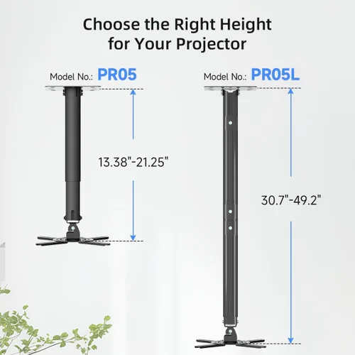 Vista 7 de suptek Soporte de montaje en techo para proyector se adapta a techo plano o inclinado, altura ajustable con longitud extensible de 30.7-49.21 Negro