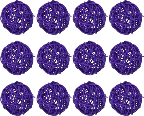 Vista 16 de MECCANIXITY 12 bolas decorativas de mimbre de ratán de 2 pulgadas para rellenos de jarrones, bodas, jardines, fiestas de pasillo, color negro
