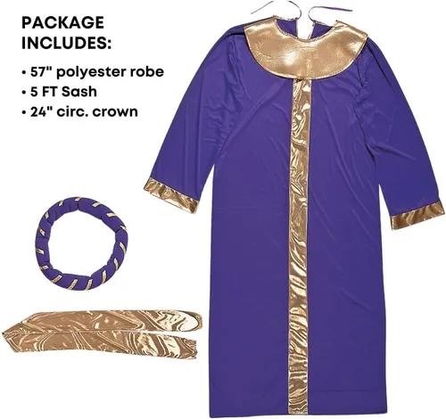 Vista 3 de Fun Express Disfraz de hombre sabio morado para adulto (3 piezas) para concurso de Navidad, disfraz de iglesia