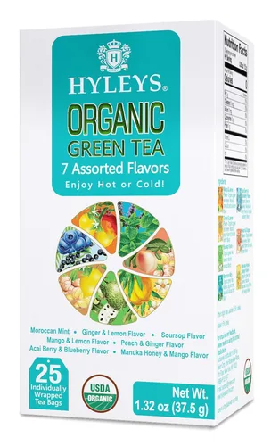 Vista 11 de Hyleys Té verde orgánico sabor a bayas de acai y arándanos - 25 bolsas de té