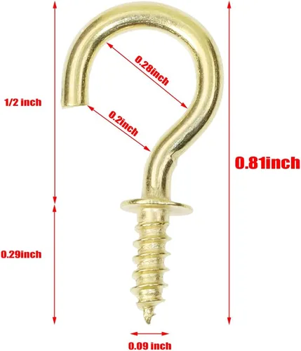 Vista 2 de Shapenty Ganchos pequeños de latón para colgar en el techo para cadena de luces de Navidad, decoración de adornos, aretes, collares, pulseras