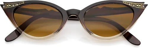 Vista 5 de zeroUV Gafas de sol de ojo de gato con lentes ovaladas con diamantes de imitación retro para mujer, 2.008 in A01 Tortuga/Ámbar