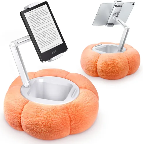 Vista 11 de CreaDream - Soporte de almohada en forma de calabaza para tableta, Kindle, iPad, soporte ajustable para teléfono con almohada para regazo y cama