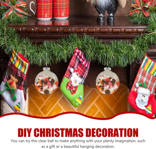 Vista 2 de BESPORTBLE 10 adornos de Navidad transparentes rellenables para bricolaje, bolas colgantes transparentes para decoración navideña personalizada