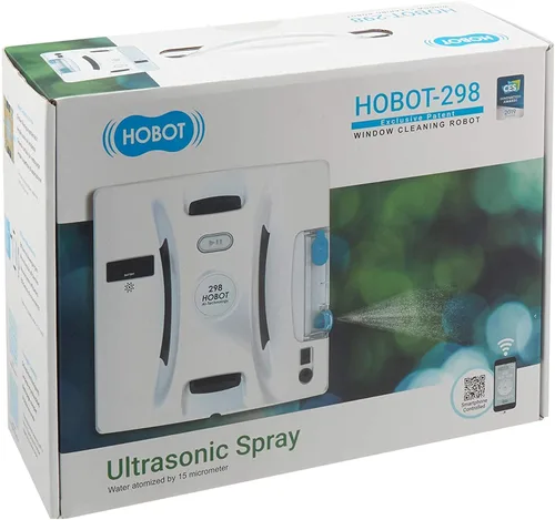 Vista 9 de HOBOT -298 Robot automático de limpieza de ventanas con rociador de agua ultrasónico, limpieza inteligente, plan de ruta inteligente AI, tanque
