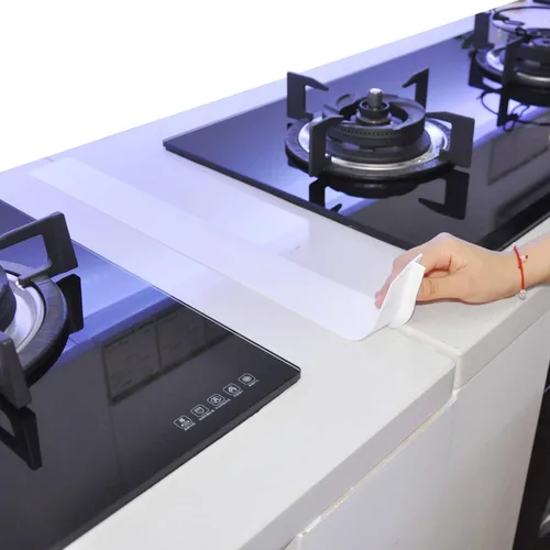 Vista 15 de Fundas de silicona para huecos para encimera de cocina, resistentes al calor, no pegajosas, sellos de relleno entre encimera, estufa, horno, Blanco