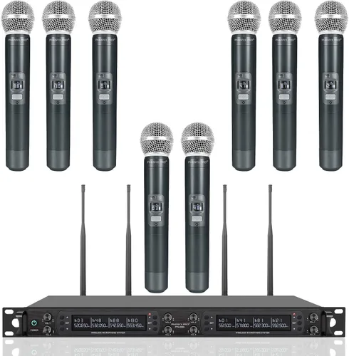 Vista 2 de Phenyx Pro Paquete de sistema de micrófono de mano inalámbrico UHF de 8 canales PTU-6000 con el estuche de transporte personalizable de tamaño extra