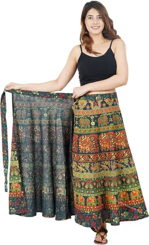 Vista 3 de Gajanad Artistry Falda envolvente de algodón para mujer