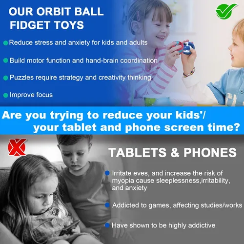 Vista 5 de Paquete de juguetes para ansiedad, bola órbita, novedosa pista creativa, cubo infinito, bolas para aliviar el estrés, juguetes sensoriales