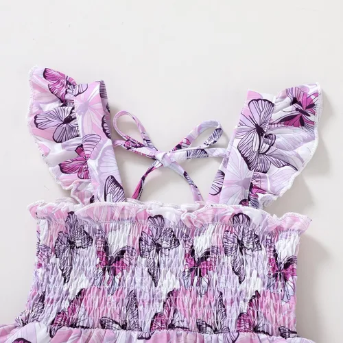 Vista 4 de JEELLIGULAR Vestido para niña pequeña, con volantes, sin mangas, con botones, vestido de verano para playa, casual, acampanado, vestido de verano